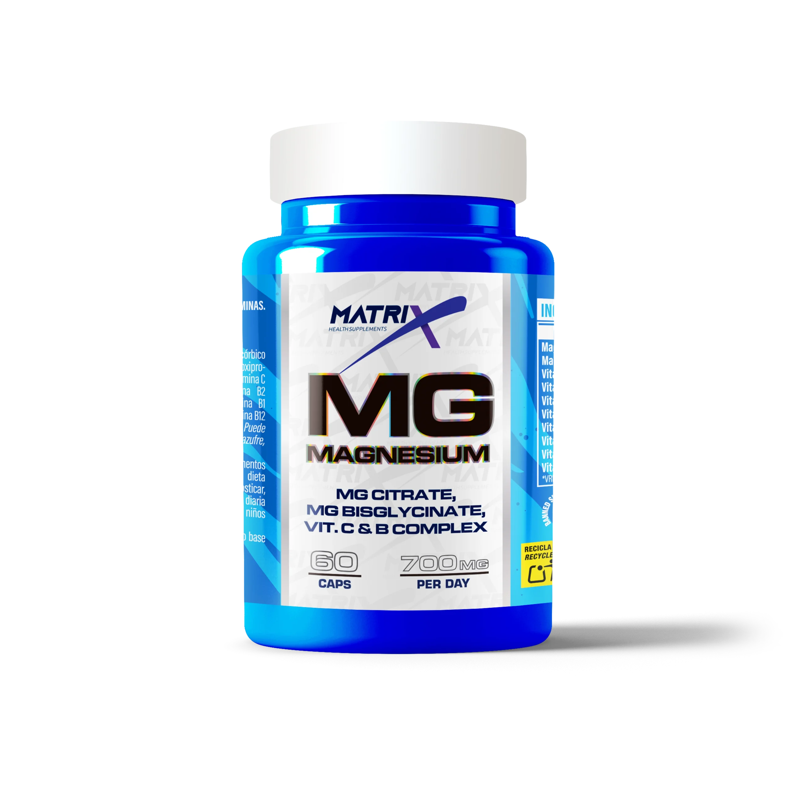 Citrato y Bisglicinato de Magnesio con Vitamina C y B – 60 Cápsulas 1 Citrato y Bisglicinato de Magnesio Matrix 60 cápsulas con vitamina C y complejo B